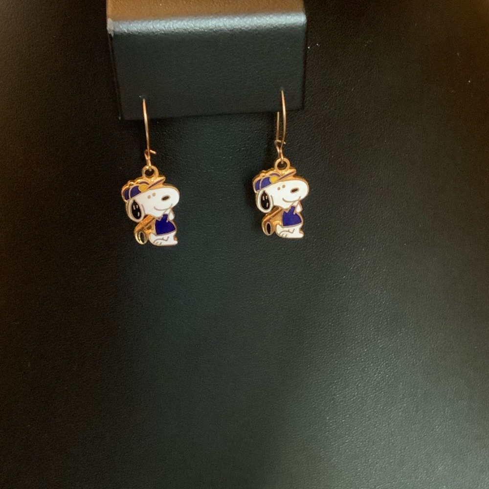 Playful Snoopy Golfer Dangle Earrings